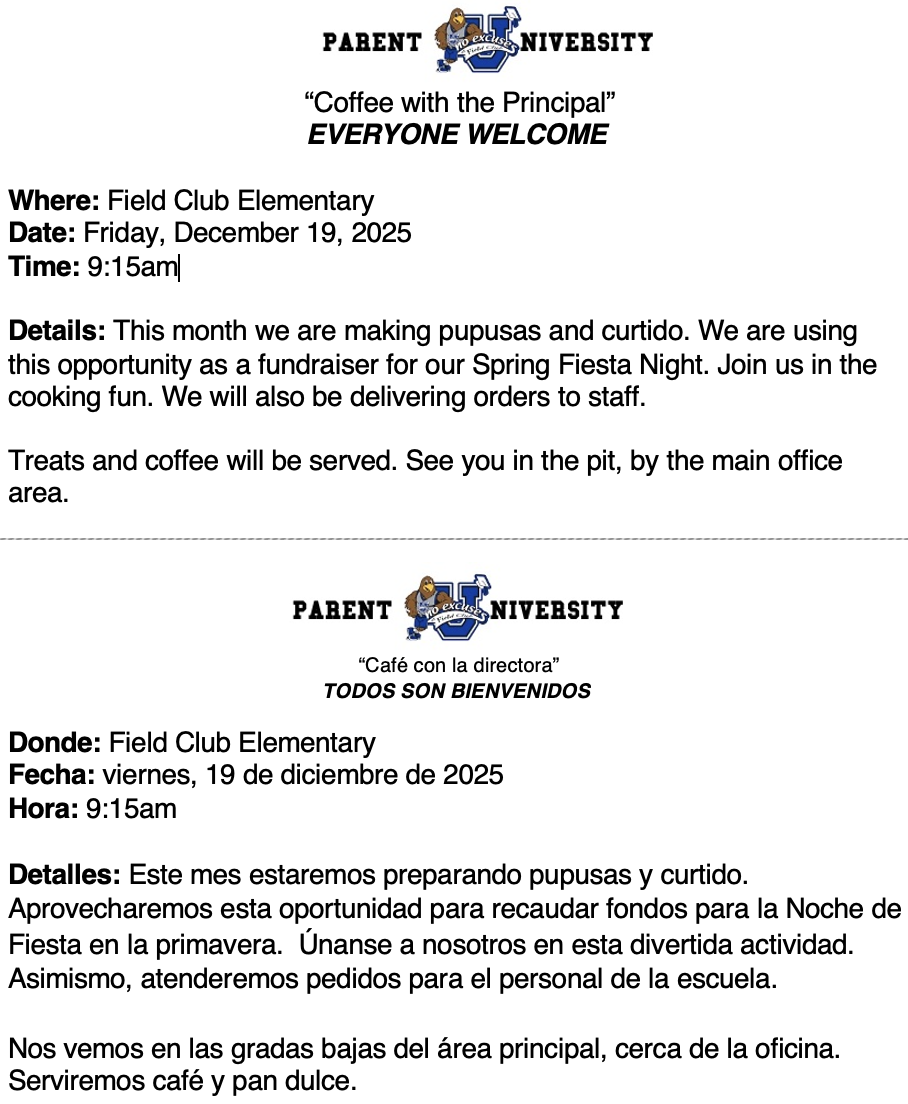  coffee with the principal flyer